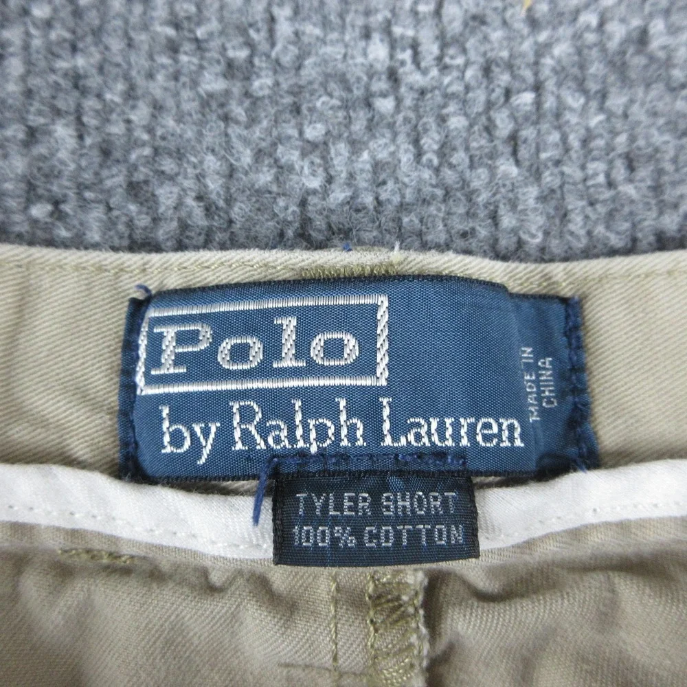Polo Ralph Lauren Tyler Shorts Men 40 Beige Chink Pleated 9 Inseam Cotton Preppy